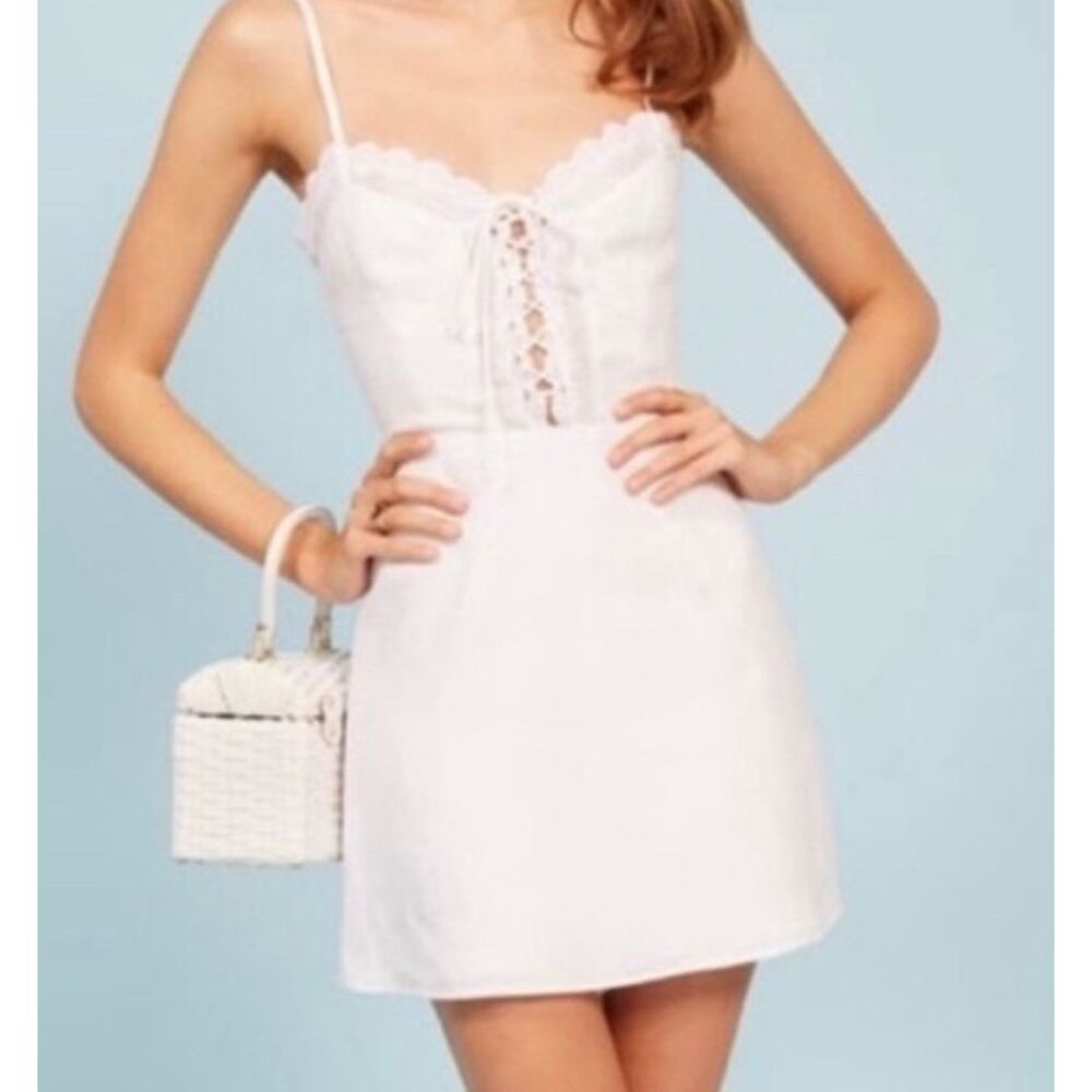 Reformation white mini linen dress size 2